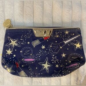 Estee Lauder Blue and Gold Cosmetic Case/ Makeup bag